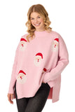 One Size - Pink Santa Jacquard Sweater