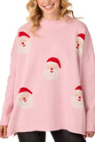 One Size - Pink Santa Jacquard Sweater