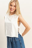 Sleeveless Open Tie Side Tee