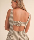 Cream & Brown Striped Jumbo Buckle Back Midi Dress
