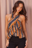 Ruffled Cross-Neck Halter