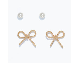 Bow and Pearl Duo Earrings