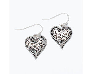 Silver Detailed Heart Earrings