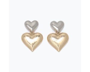 Mixed Metal Heart Earrings