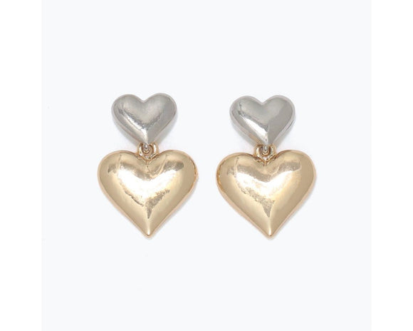 Mixed Metal Heart Earrings