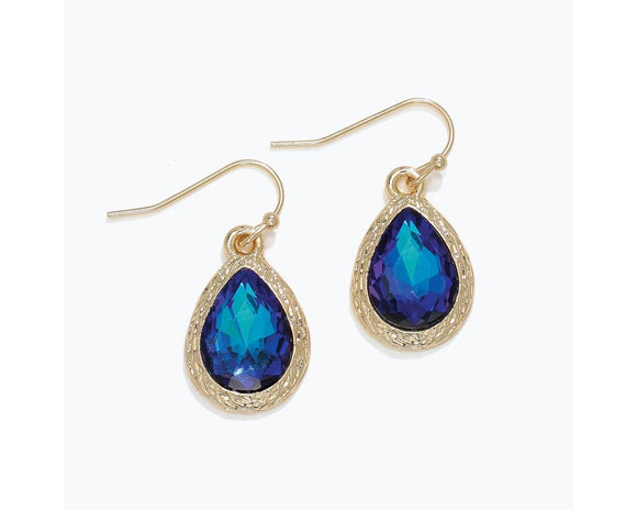 Dark Blue and Gold Teardrop Earrings