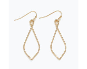 Gold Crossed Tear Drop Earrings