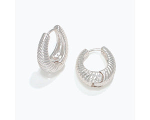 Silver Ruffled Hoop Earrings