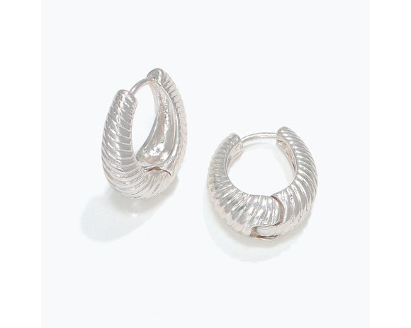 Silver Ruffled Hoop Earrings