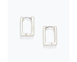 Silver Square Hoop Earrings