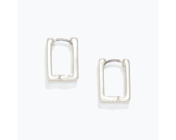 Silver Square Hoop Earrings
