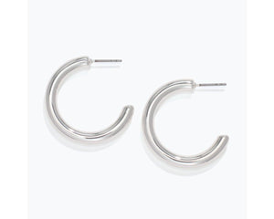 Shiny Silver Hoop Earrings