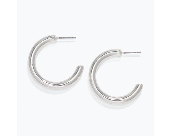 Shiny Silver Hoop Earrings