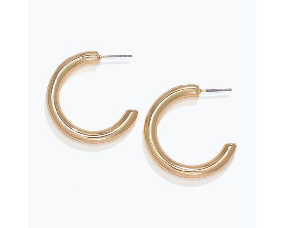 Shiny Rounded Gold Hoop Earrings