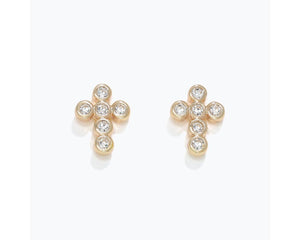 Diamond Gold Cross Earrings