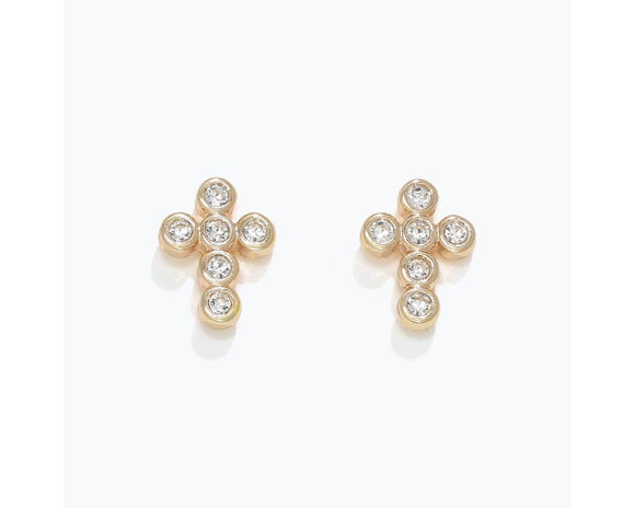 Diamond Gold Cross Earrings