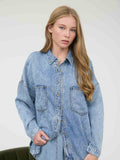 Chambray Long Sleeve Pocket Top
