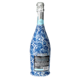 Blue Porcelain Roses Prosecco Bottle Wrap