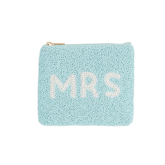 Mrs. Blue Beaded Zipper Case