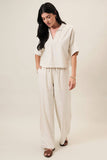 Collared Split Neck Linen Top