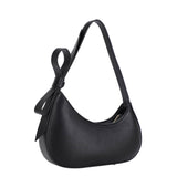 Black - Side Bow U Shaped Shoulder Bag