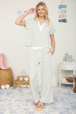 Striped Collared Short Sleeve Top