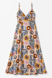 Mustard & Brown Printed Open Back Maxi