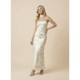 Cream Floral Maxi Dress with Scarf