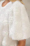 Ivory 3D Floral Puff Sleeve Top