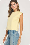 Butter Yellow Pearl Jeweled Trim Top