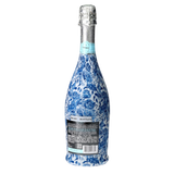Blue Porcelain Roses Prosecco Bottle Wrap