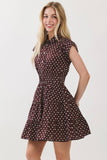 Brown Collared Polka Dot MIni Dress