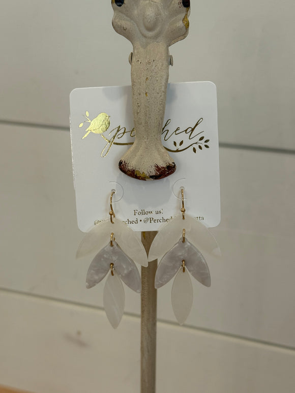 Ivory Acrylic Leaf Earrings