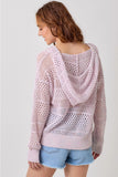 Lavender Crochet Knit Hoodie Sweater