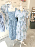 Blue Floral Jacquard Midi Dress