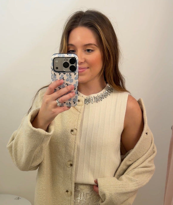 Ivory Tank w/ Jeweled Neckline