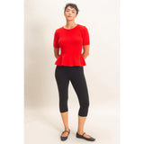 Red Knit Peplum Top