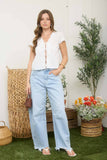 Scalloped Embroidered Front Tie Top