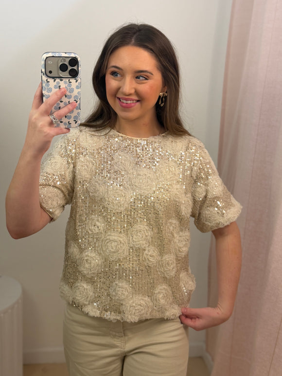 Sequin Floral Embellished Top