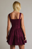 Plum Sleeveless Lace Up Mini Dress