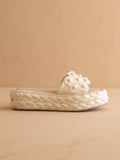 The Candice | Ivory Floral Raffia Platform Slide