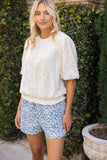Ivory Floral Short Sleeve Top