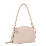 Taupe Double Compartment Braided Handle Bag