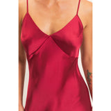 Satin Wine V-Neck Slip Dress