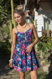 Royal Blue & Pink Cut Out Mini Dress