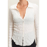 Ivory Textured Top w/ Collar