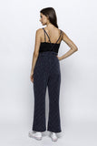 Dark Blue Rhinestone Stripe Jumpsuit