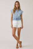Light Denim Elastic Waist Top