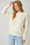 Ivory Floral Flocked Sweater