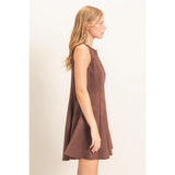 Dark Brown Suede Mini Dress